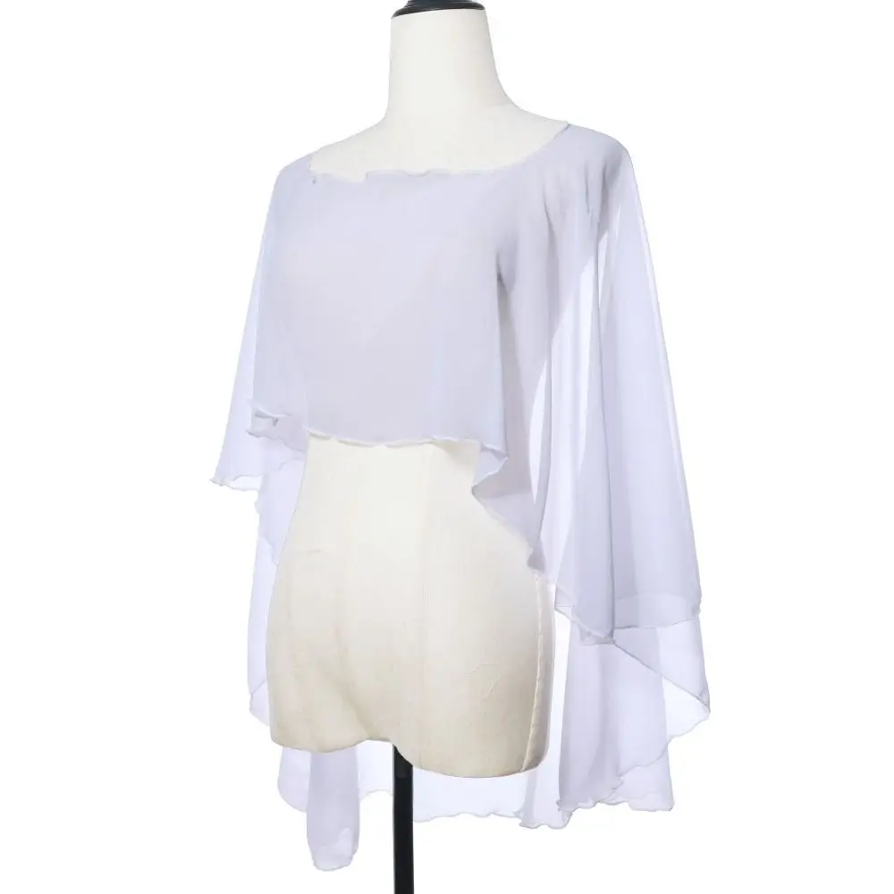 New Fashion Soft Wedding Capes Long Solid Color Chiffon Shrug Wedding Jacket Wraps Womens Ladies Evening Cover Up Beach Shawl