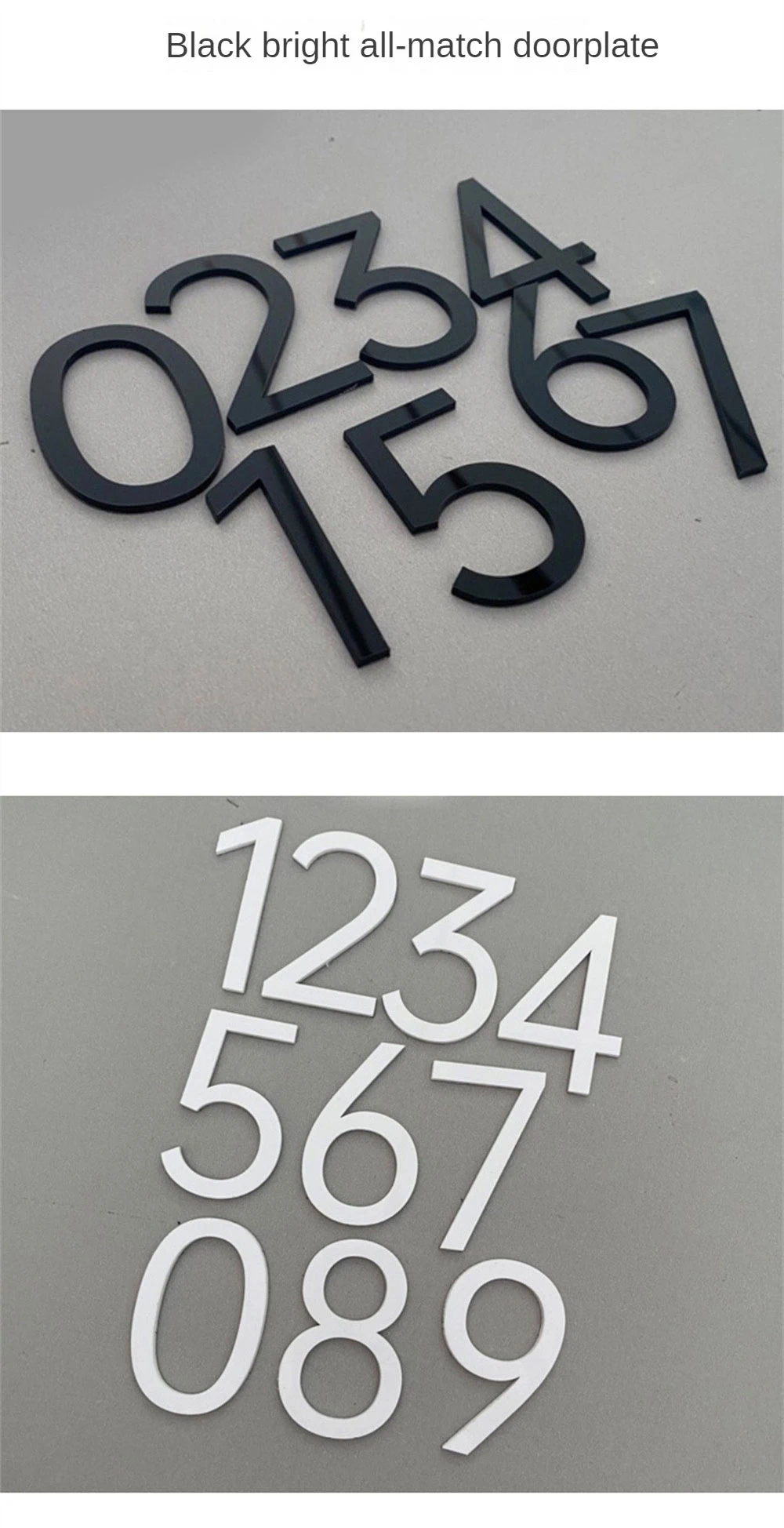Description Picture 6 of item3D Numeral Door Plaque House Drawer Sign Plating Gate Digits 0 to 9 Plastic Number Tag Hotel Home Sticker Address Door Label