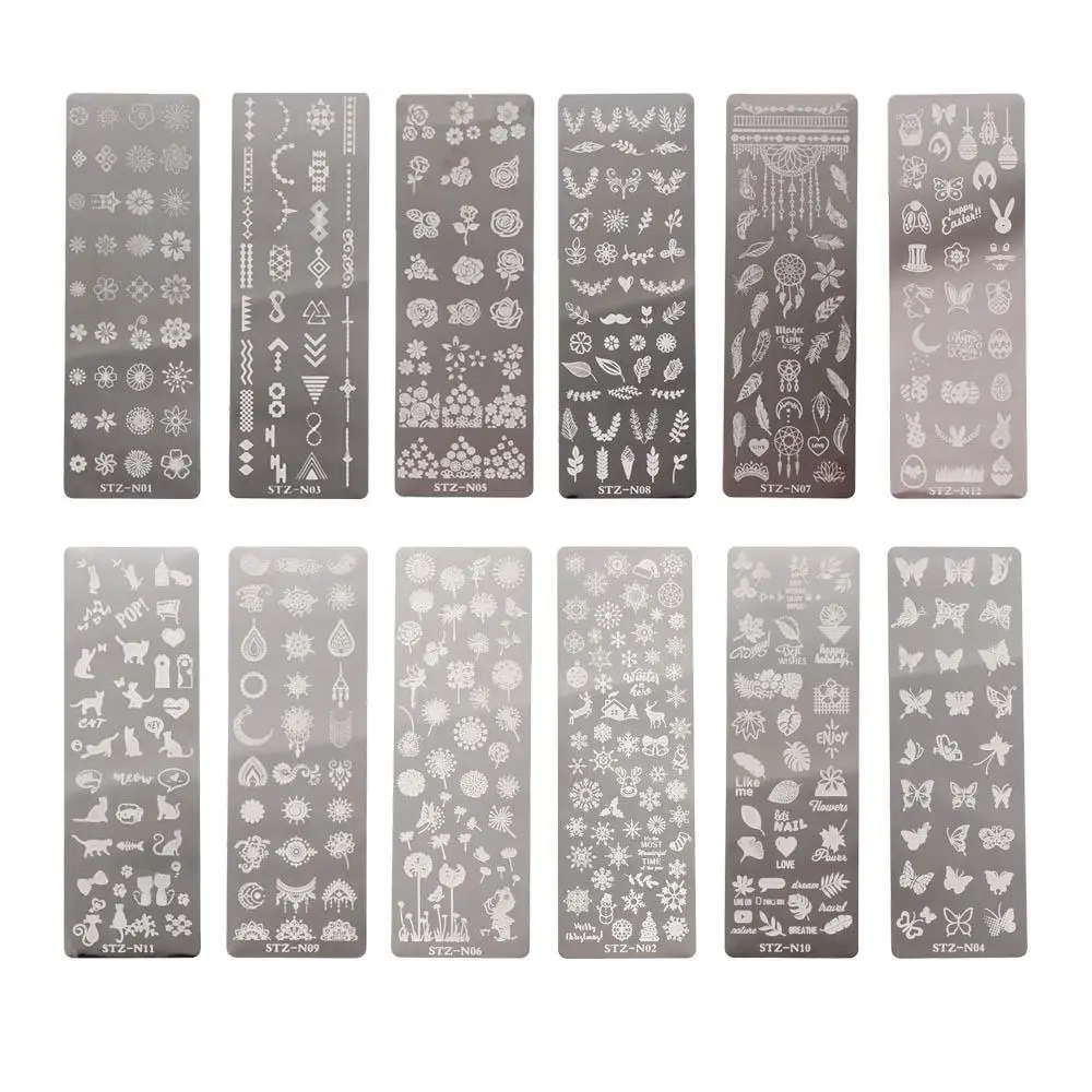 Art Plate Stamp Stamping Flower Leaf Designs Image Plate Tool Nail Gel Print Nail Stamping Templates Christmas Snowflake