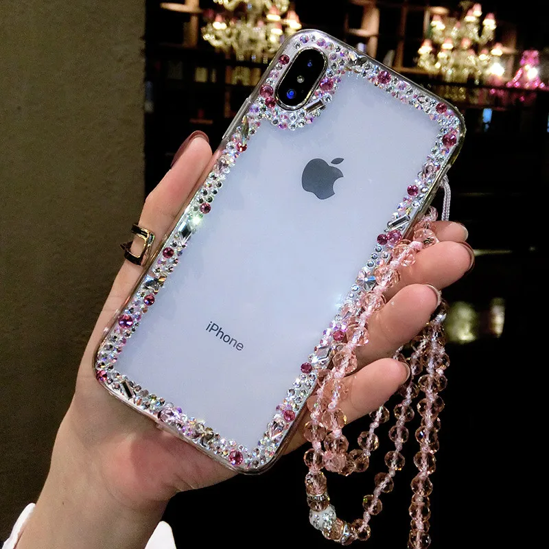 

Rhinestone Diamond Chain Crystal Phone Case for Xiaomi Redmi 9C Note 8 9A Note9 Note10 Note11, Glitter Bling Cover, Fashion Lady