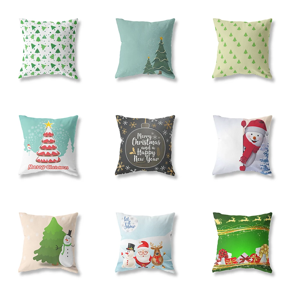 

Santa Claus Christmas Theme Printed Pattern Cushion Cover Home Living Room Sofa Decoration Square Pillow