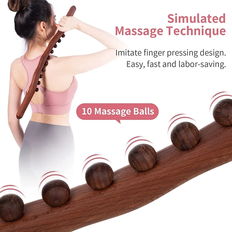 

10 Beads Guasha Scraping Stick Wooden Massage Tools For Neck And Back Pain Stomach Body Shaping Anticellulite Leg Promotion