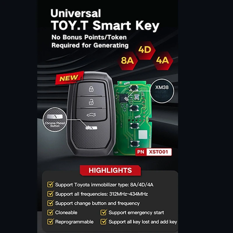 

Дистанционный ключ XSTO01EN для Toyota XM38, поддержка 4D 8A 4A All One VVDI2/VVDI Key Tool