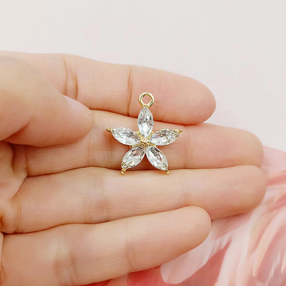 10Pcs 클리어 AB 할로우 매달려 황금 네일 매력 다이아몬드 진주 디자이너 네일 아트 후프 펜던트 장식품 8 피어싱 쥬얼리 
