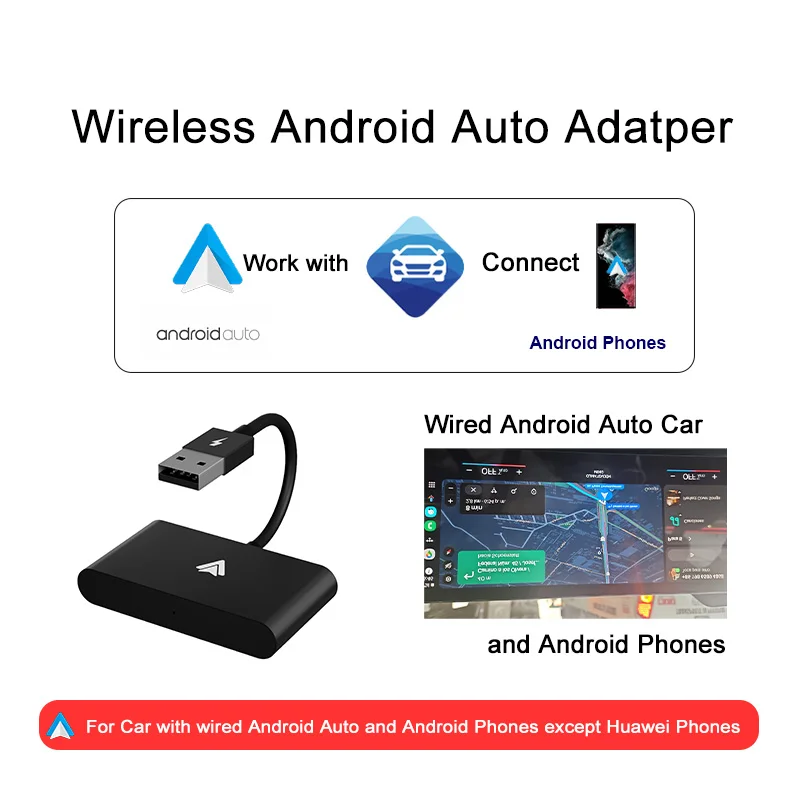 Wireless Android Auto Car Adapter,Android Phones Converts Wired Android