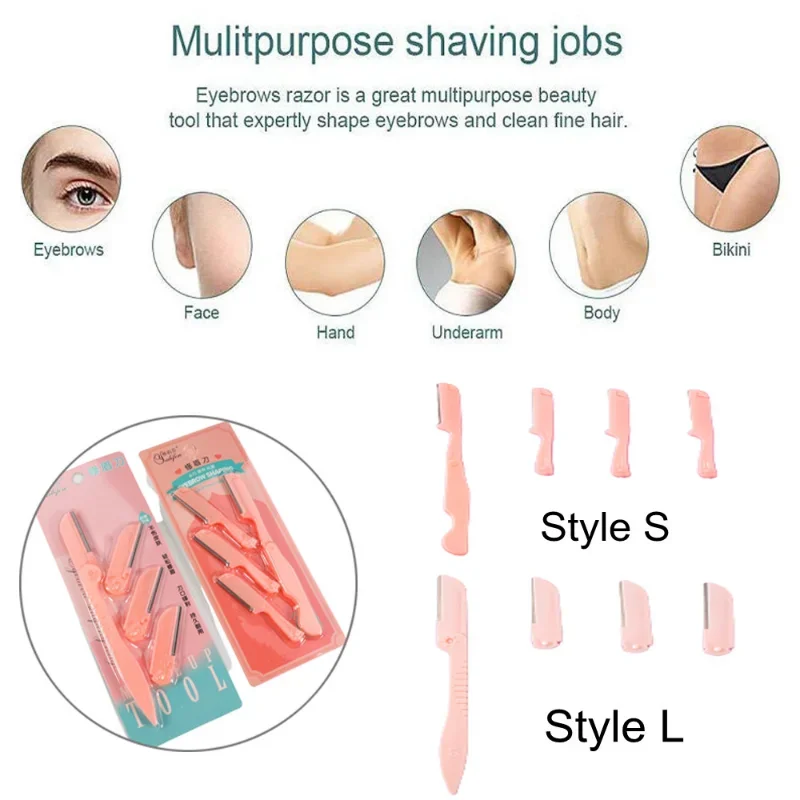4pcs/set Eyebrow Trimmer Eye Brow Razor Face Body Hair Removal Shaver Eyebrow Blades Scissors Women Profiler Beauty Makeup Tools