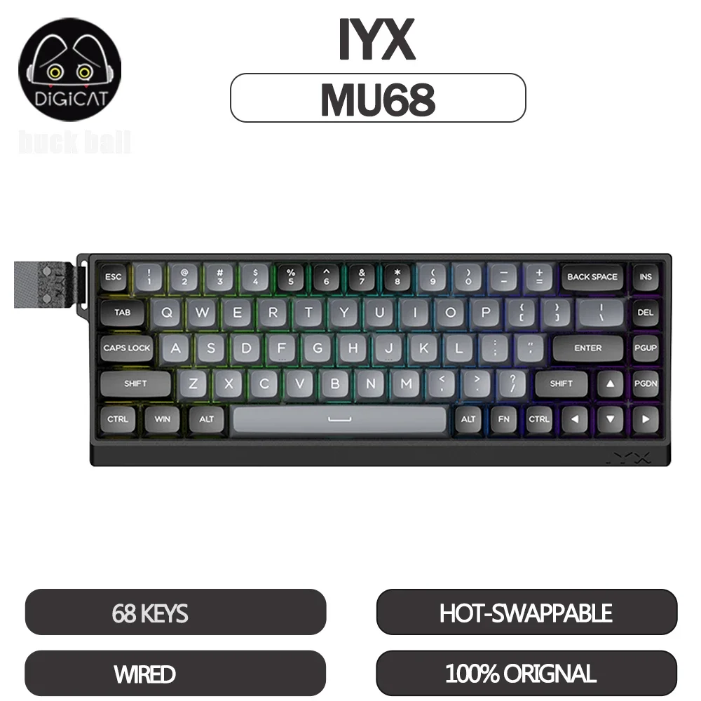 

IYX MU68 Gamer Mechanical Keyboard Wired Magnetic Switch Keyboard RGB Backlit Hot Swappable Keyboard E-sports Game Keyboard Gift