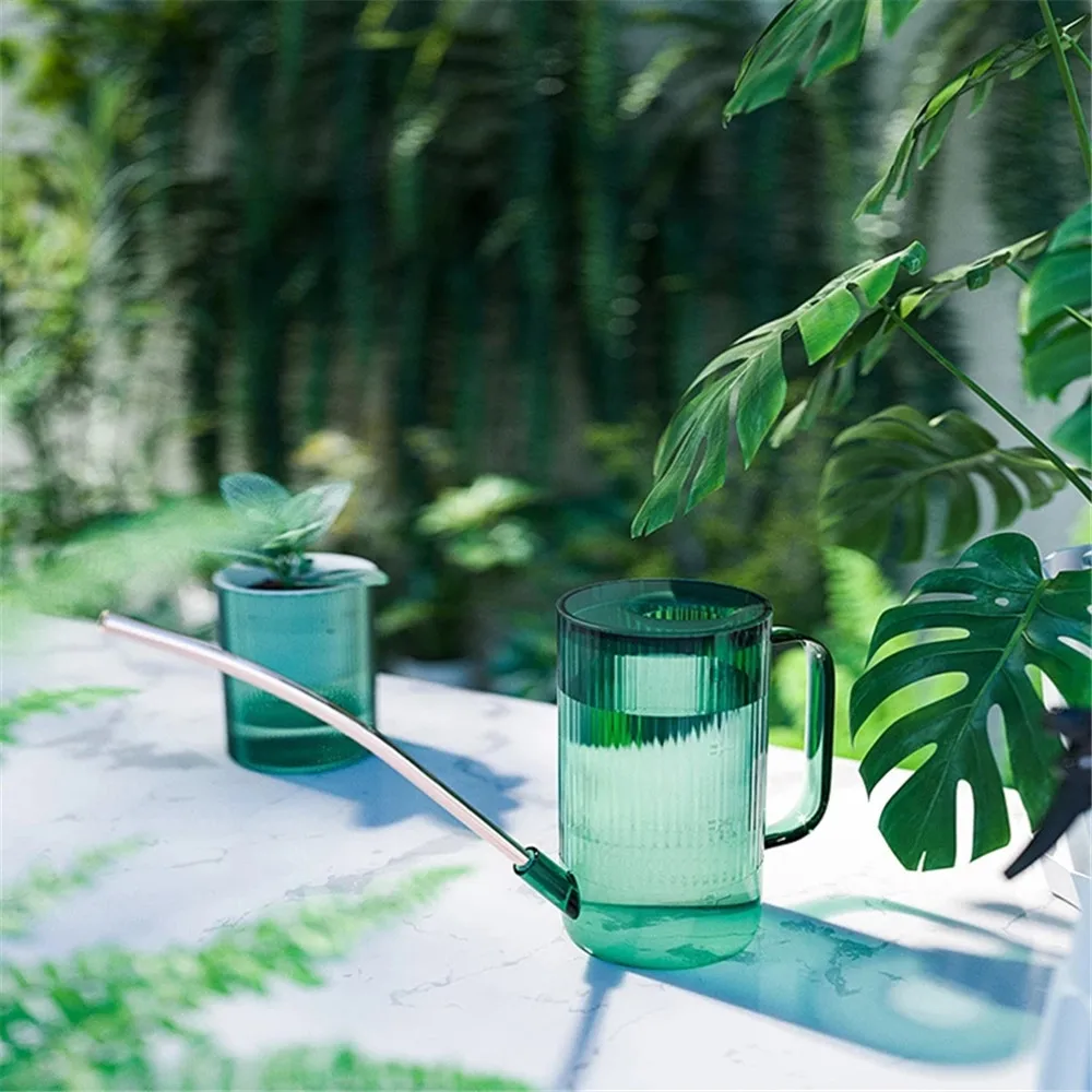 Watering Can For Home Flowers Plastic Transparent Stainless Steel Long Spout Watering Can Pot Shatterproof Outdoor And Indoor