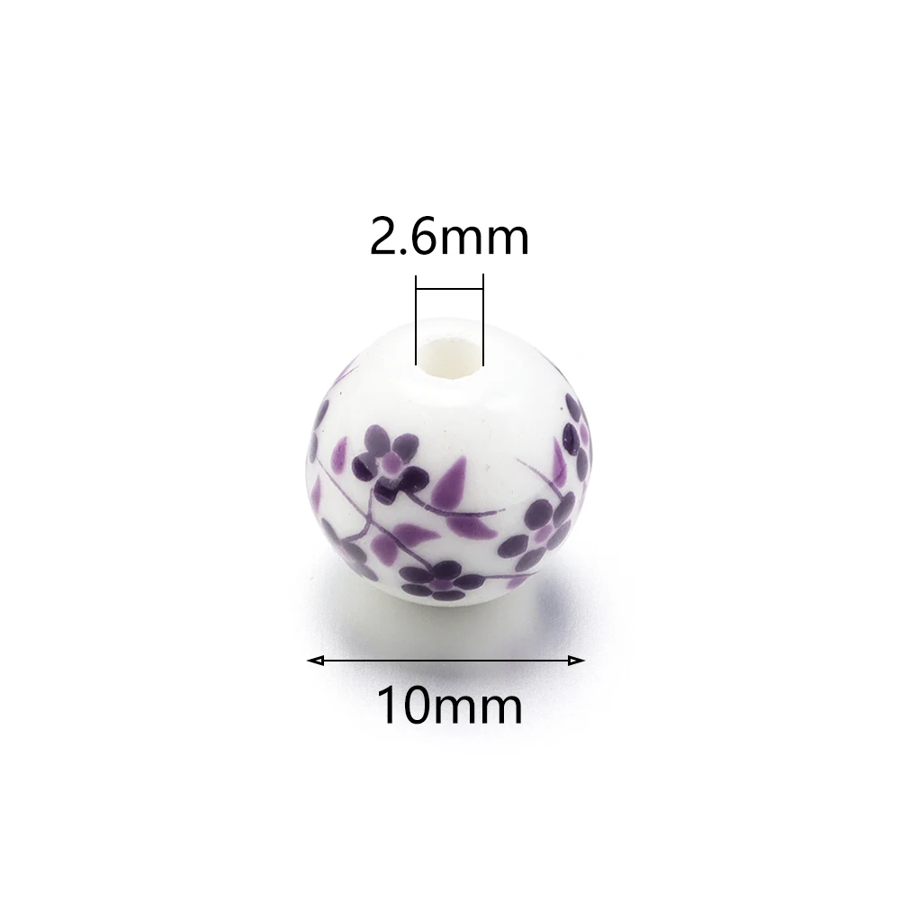 Handmade Blue and White Ceramic Flower Beads – 50Pcs Set