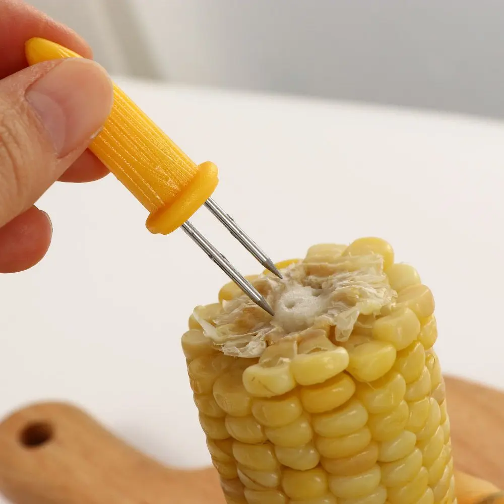 Picnic Plastic BBQ Supplies Fruit Forks Corn On the Cob Kitchen Gadget Home Corn Skewer Holder Grilling Fork BBQ Prong Set