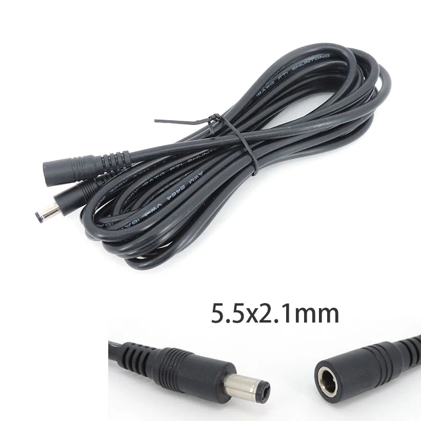 0.5/3/5m DC male to Female jack Plug Extension connector Cable 5.5x2.1mm 18awg 7A for Power Adapter Cord CCTV Camera Strip light