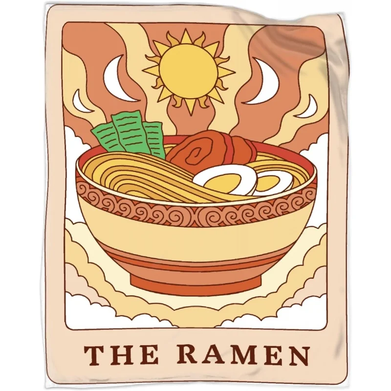 

Ramen Tarot Birthday Xmas Gifts Flannel Blanket Lightweight Warm Plush Throw Blankets for Couch, Sofa, Bed Living Room