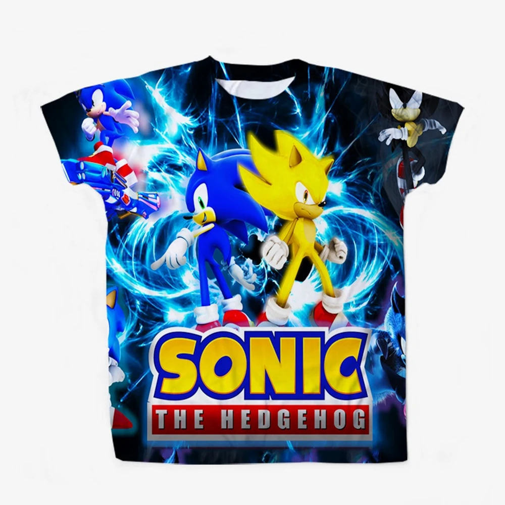 Summer Fun Children's 3D Printed Cartoon Character Short Sleeve Casual Comfortable Round Neck Children