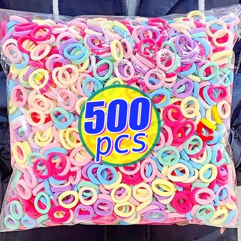 50-500pcs bunte grundlegende Nylon elastische Haar gummis für Mädchen Pferdes chwanz halten Scrunchie Gummiband Kinder grundlegende Haarschmuck