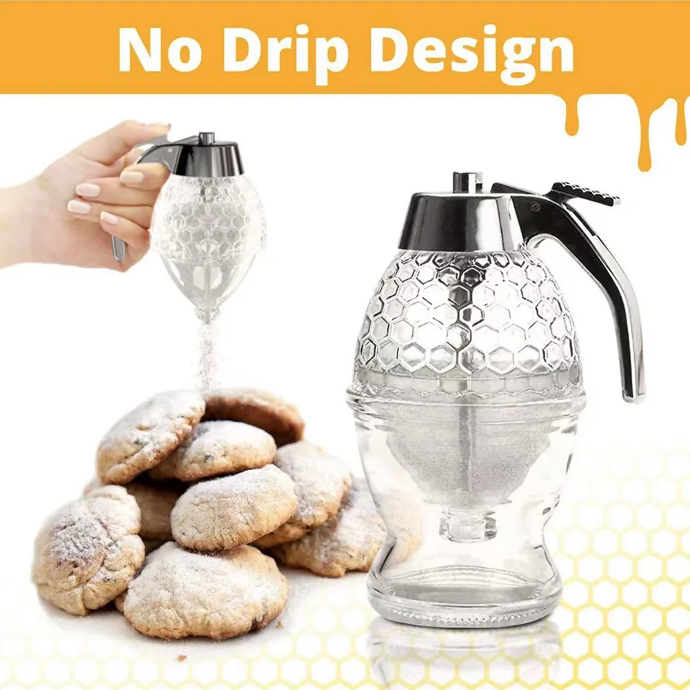 

New Juice Syrup Cup Bee Drip Dispenser Kettle Kitchen Accessories Honey Jar Container Storage Pot Stand Holder Squeeze Bottle
