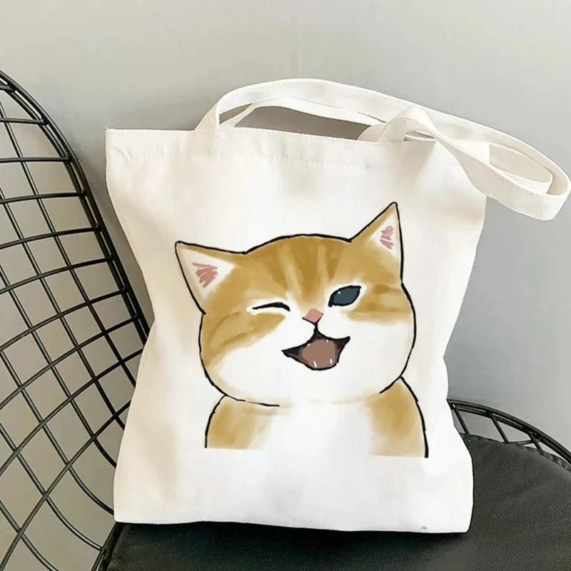 Panda Cats Print Women Canvas Shoulder Bag Large Capacity Shopping Bags Harajuku Female Tote Handbag Fashion Girls Handbags Eco 2