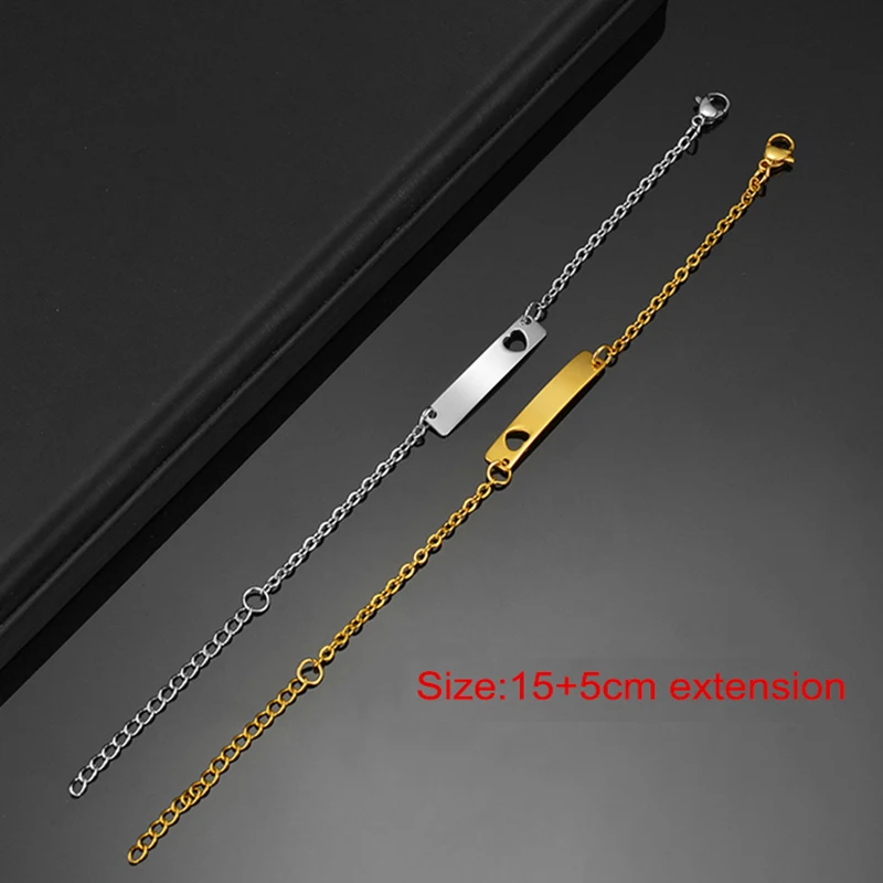 Engraved Stainless Steel Baby Bar Bracelet Anklet Custom Name ID Bracelets for Children Kid Personalized Gift Dropshipping 5