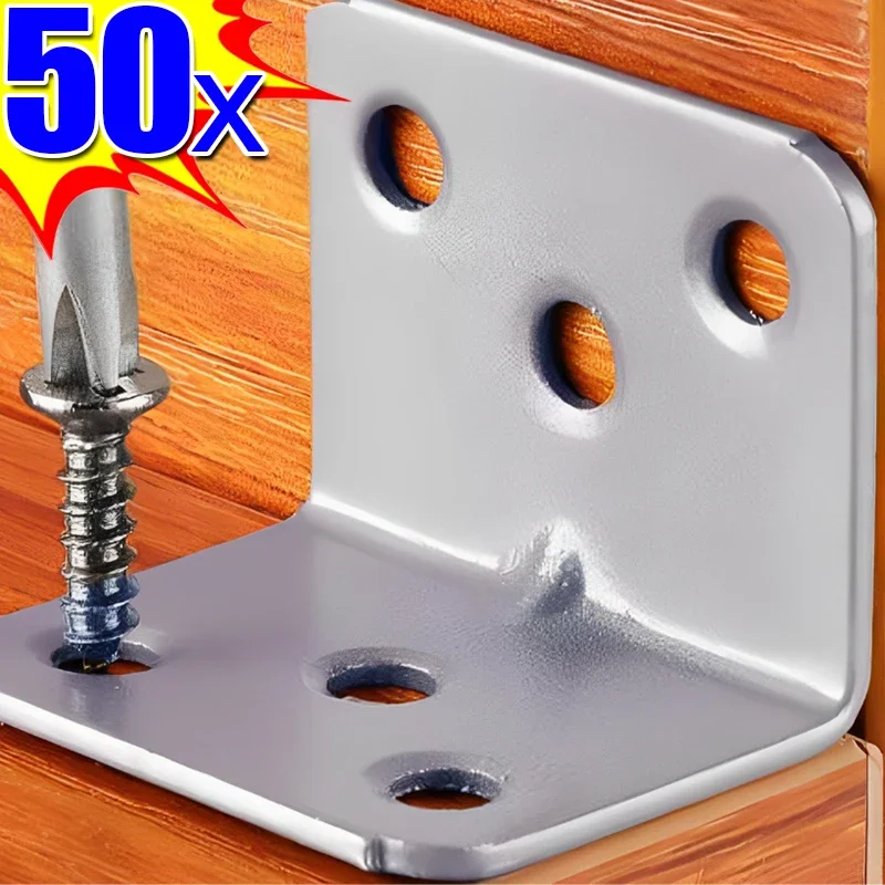 Universal Stainless Steel Angle Bracket 90 Degree Right Angle Fixed Bracket for Wood Furniture Bedframe Cabinet Accessories