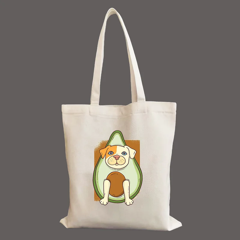 

Avocado Dog Funny Graphic Shoulder Bag Student Female Handbag Reusable Shopping Bag Canvas Bag Hand Bags For Women