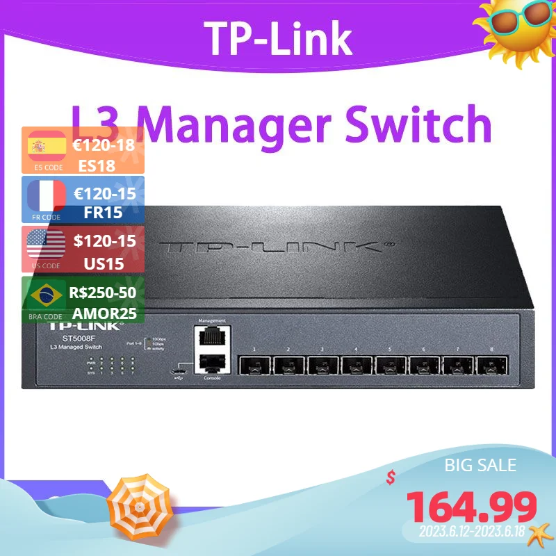 TP Link 10g 스위치 Sfp + 10g 전체 8*10000mbps 3 레이어 네트워크 TL ST5008F 인터넷 허브 웹 ...