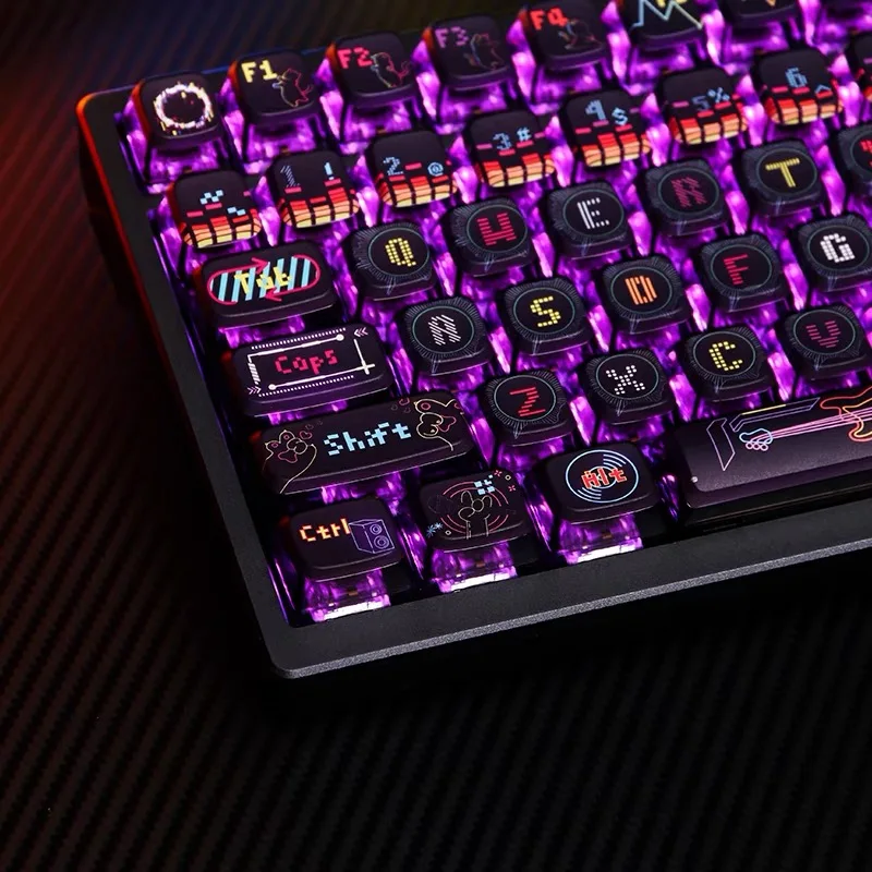 Cat Dance Hertz Keycaps Grupo Teclado Pbt Transparente Keycaps de Leite de Couro Duplo Sublimação Quente 130 Asa - Imagem 6