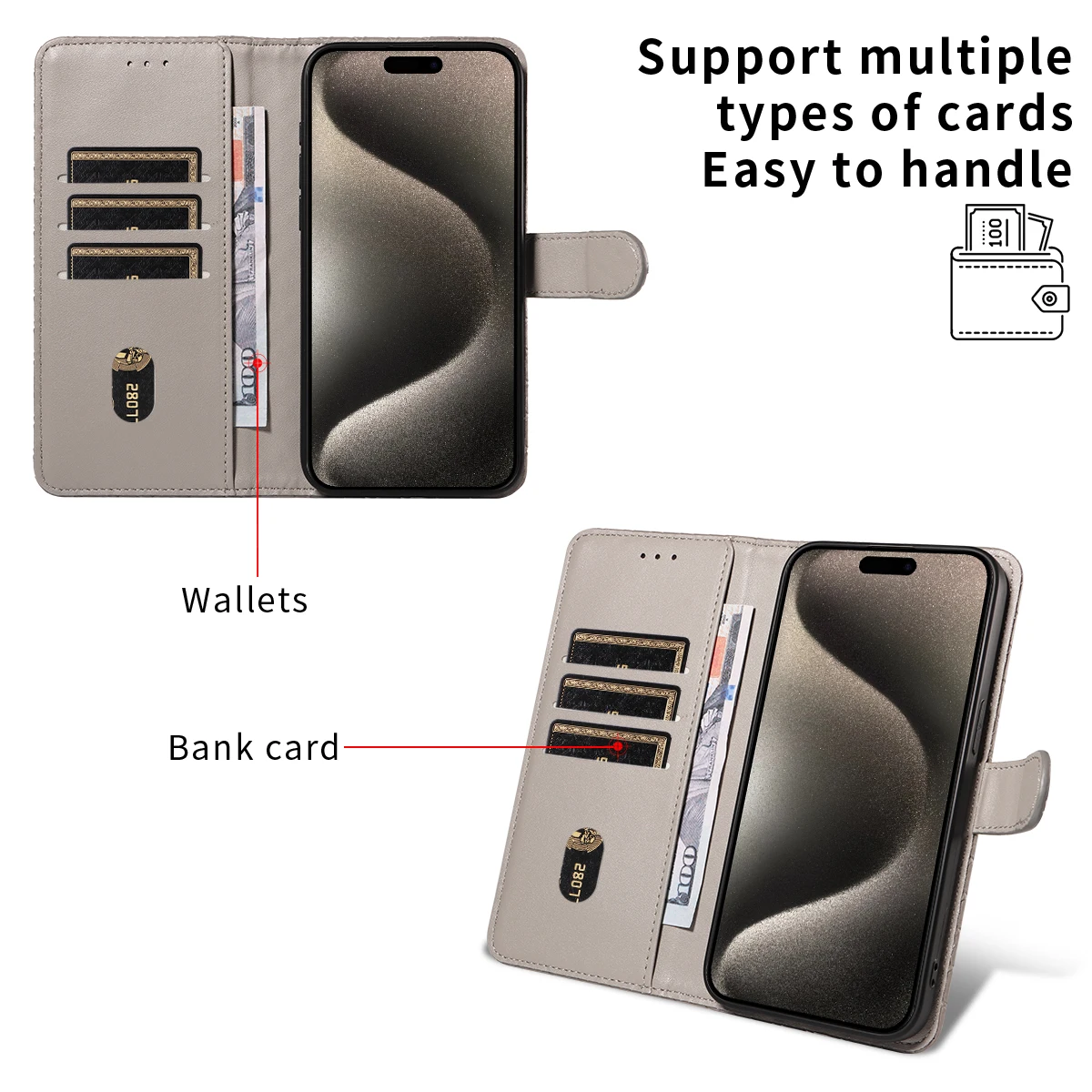 Woven Design PU Leather Shockproof Phone Case with Stand Cover