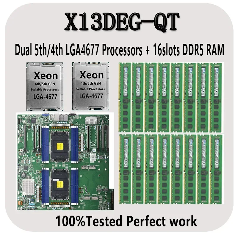 X13DEG-QT SuperServer 마더보드 C741 칩셋 지원 8452Y 36c/72T 67.5MB LGA4677 16pcs DDR5 4800mhz RAM 메모리