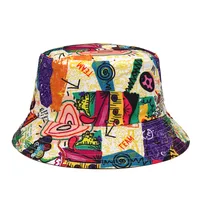 Panama Bucket Hats Animal Letter Print Fisherman Hat Summer Sun Hats For Women Men Reversible Fishing Cap 2