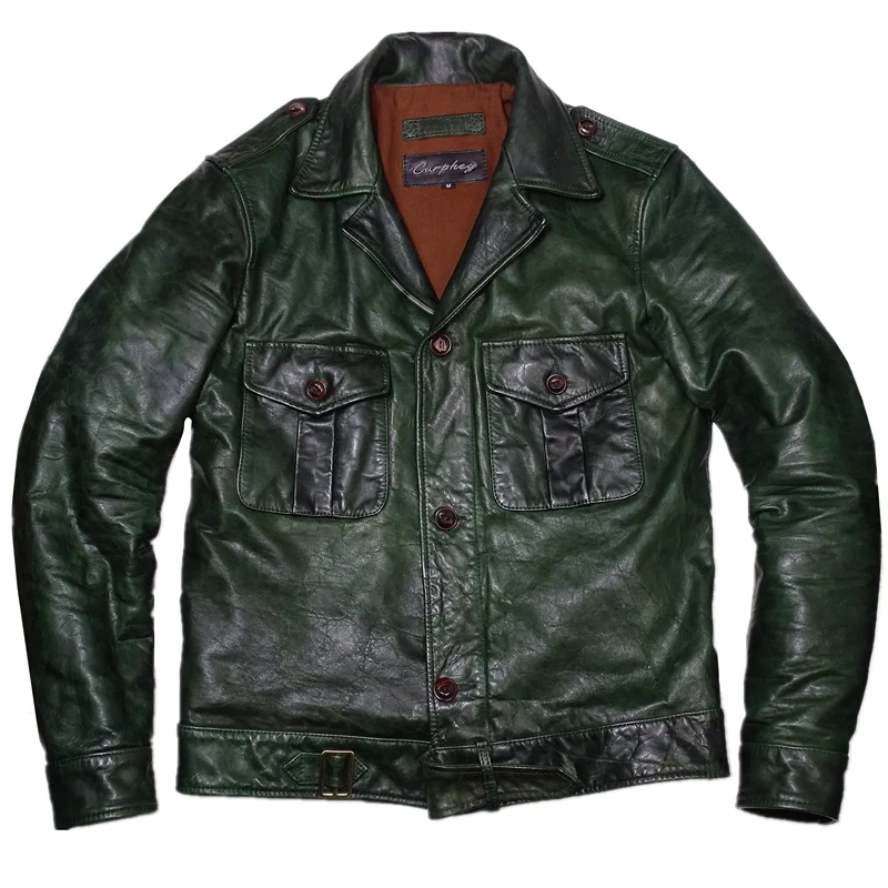 CC Shop Best.Vintage green P37 Military style horsehide jacket 