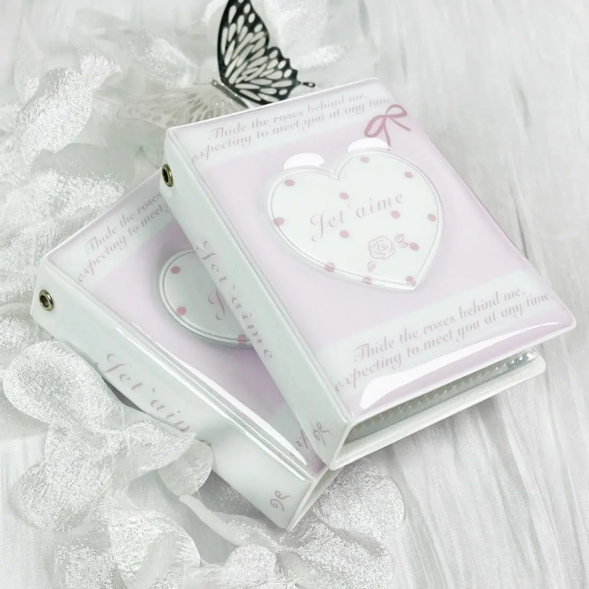 K-Pop Card Holder Mini Album 2.5 * 3.5 Heart-Shaped Hollow Cover Loose Leaf Folder, 56 * 87mm-63 * 88mm Card Specific Card Book 2