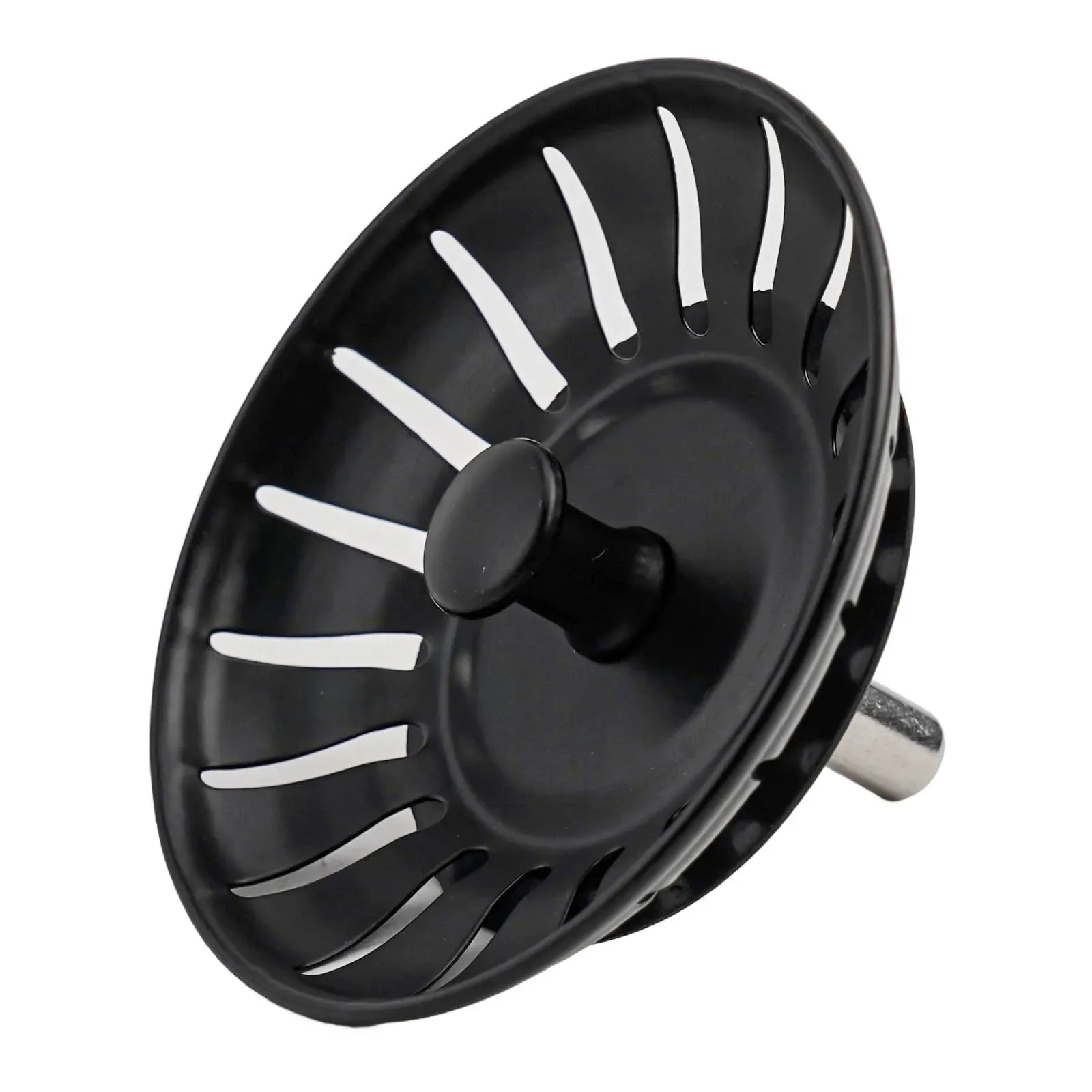 1pcs Kitchen Sink Strainer Stopper Waste Plug Sink Filter 78mm Black Stainless Steel Strainer Filter Kitchen Tools