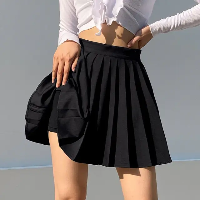 Мини-юбка женская плиссированная с высокой талией, пикантная белая винтажная теннисная юбка-трапеция с вышивкой, в студенческом стиле, на лето 1