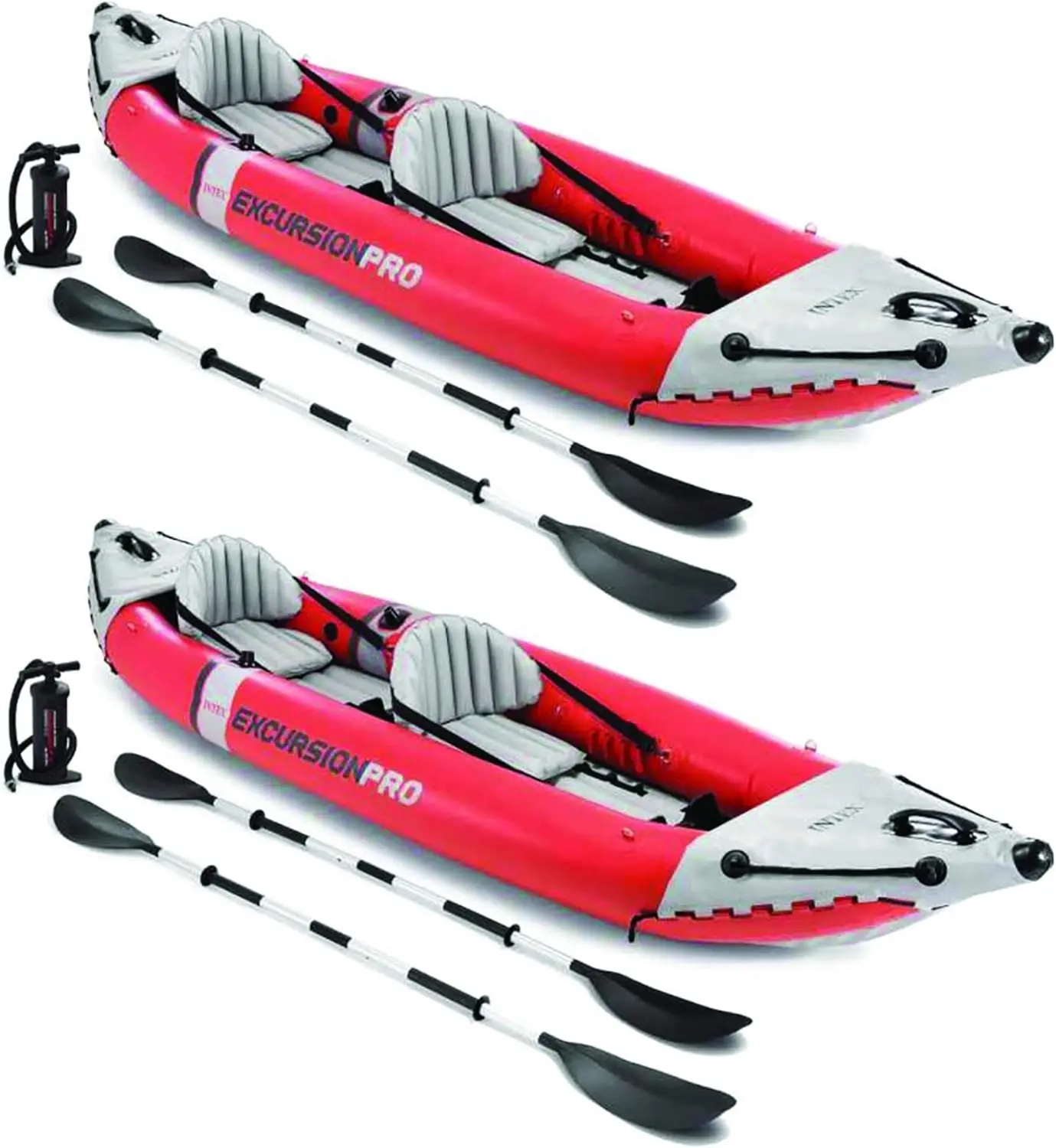 Excursion Pro 2 Person Vinyl Kayak with Oars and Air Pump for Touring Kayaks Water Sports and Outdoor Use Red