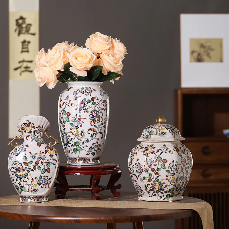 Jingdezhen ceramic vase ornaments, living room foyer, European style home flower arrangement, American style home decoration, st 2