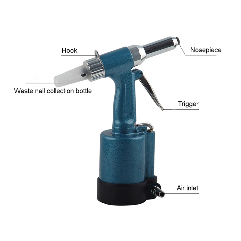 Pneumatic Rivet Gun Set 2.4-5.0MM Professional Strong Pull Type Pneumatic Rivet Tool Hardware Industrial Air Hydraulic Riveter
