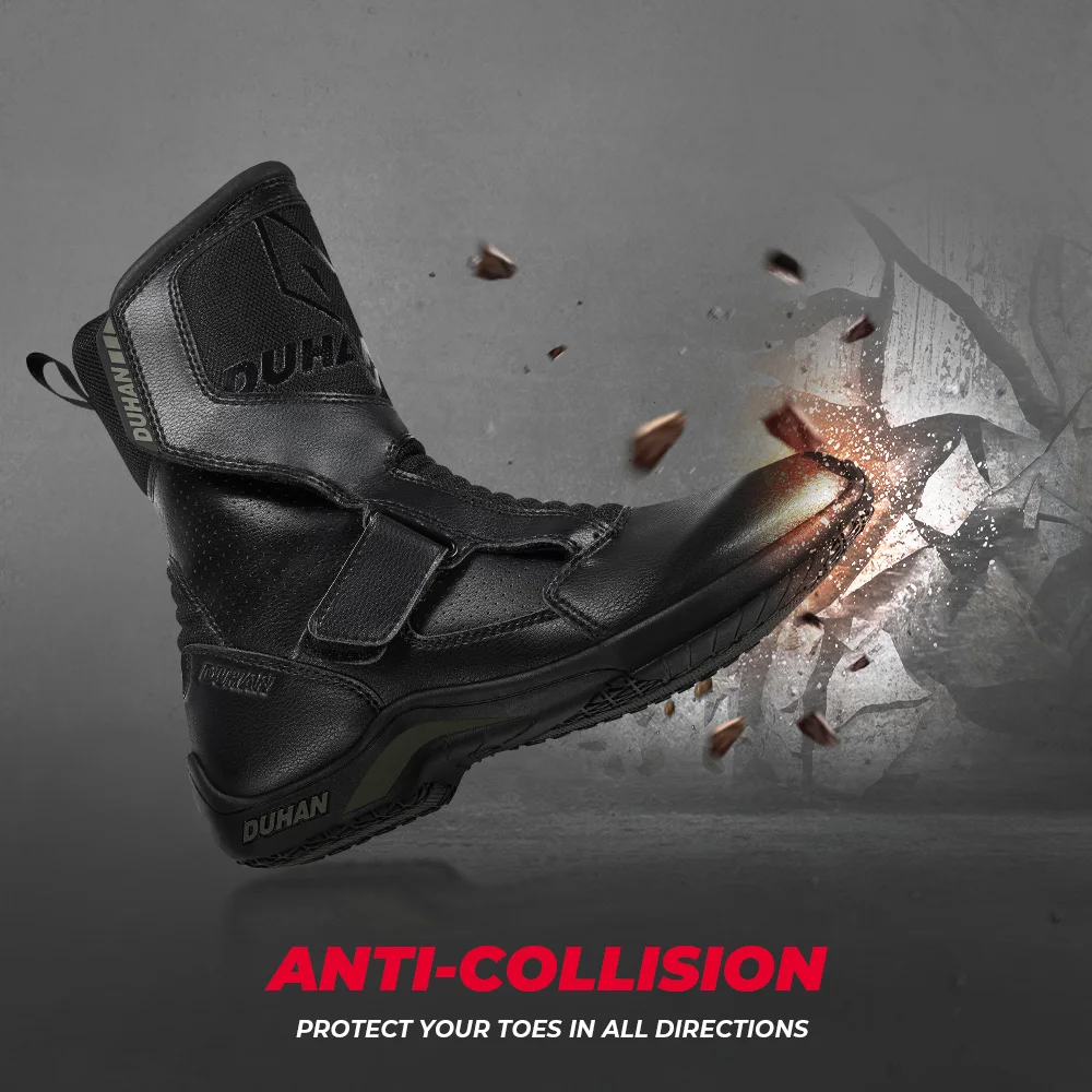 Men Motorcycle Leather Waterproof Boots
