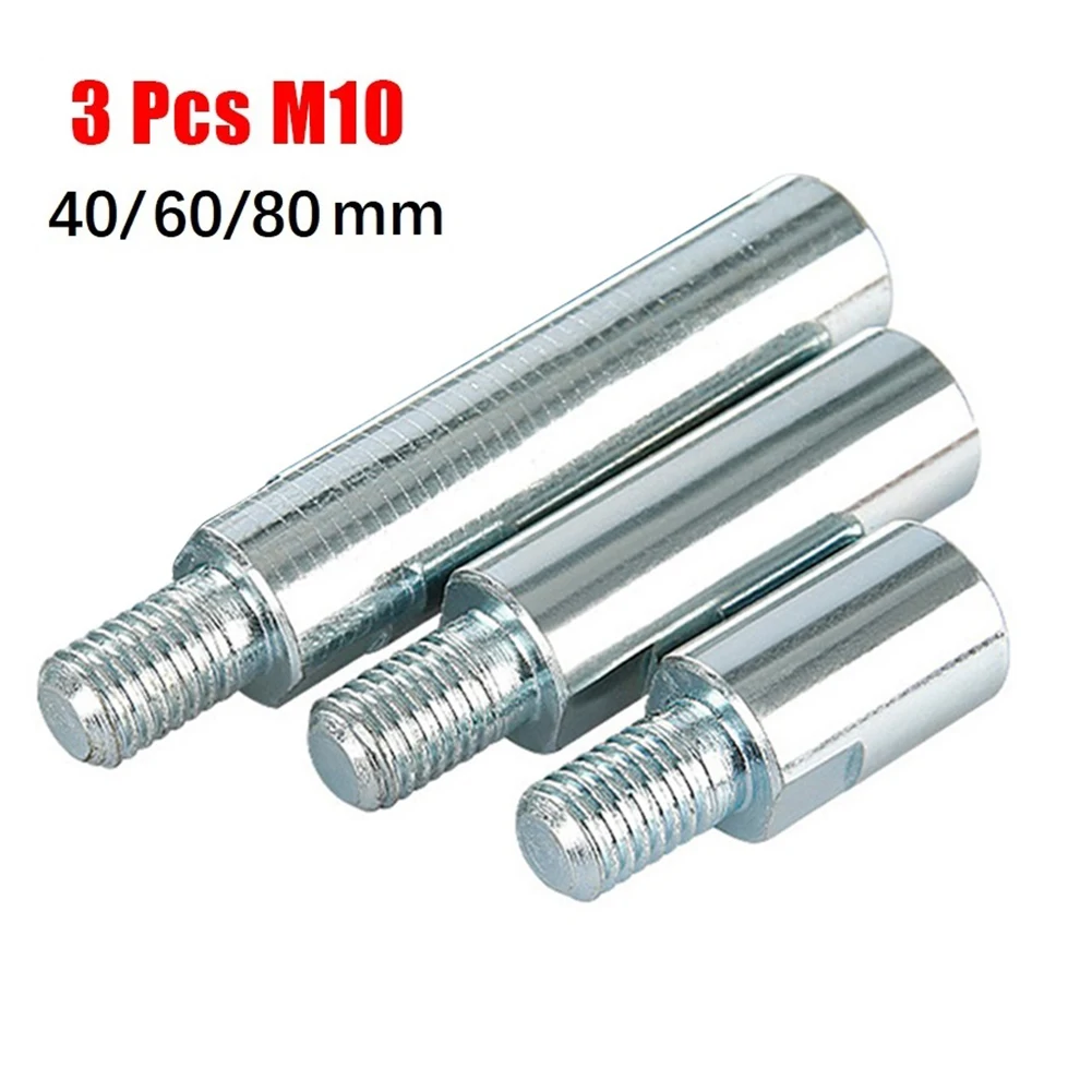 3Pcs M10 Angle Grinder Extension Rod 40/60/80mm Thread Adapter Rod Polishing Pad Grinding Connection Rod Polisher Accessories