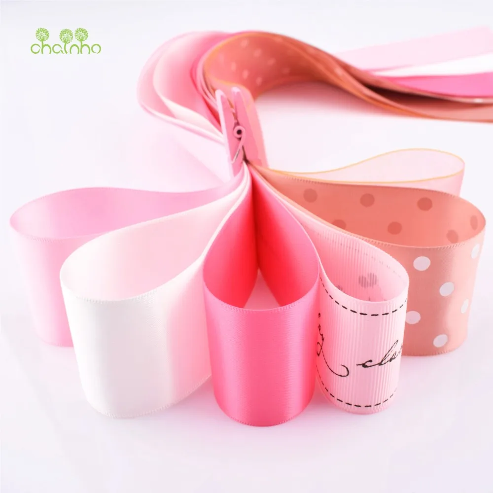 Chainho,Pink Ribbon Set,High Quality,DIY Handmade Material,Gift & Craft Packing & Hair Ornament Accessories,Mix 22 Designs,RB07