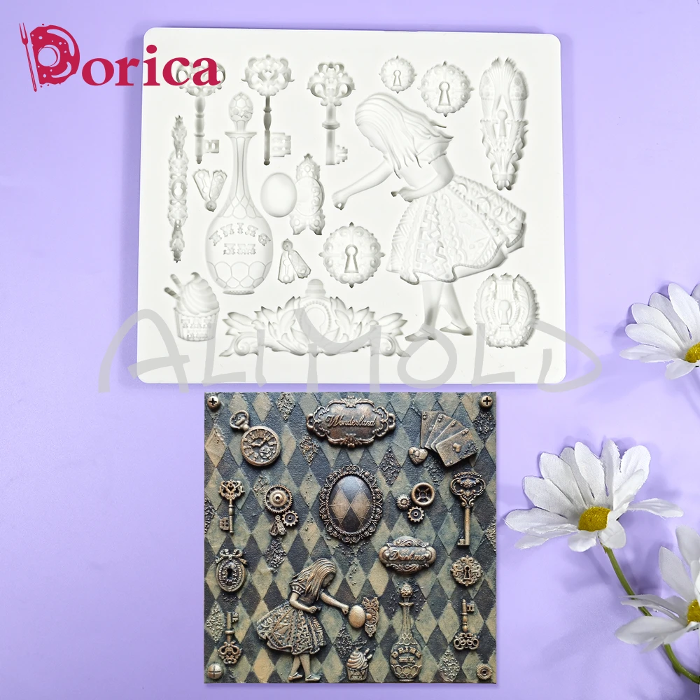 

Princess's keys Embossed Design Fondant Silicone Mold Sugarcraft Chocolate Cake Mould DIY Resin Clay Model Home Decorating Tools