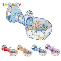 Children's Tent Foldable Baby 3In1 Playground Playpen for Children Indoor Balls for Dry Pool with Polyester Tunnel Games for Kid 1