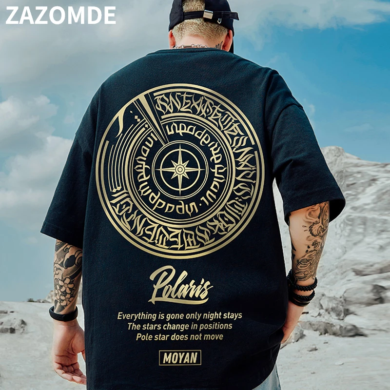 ZAZOMDE 2023 남성용 오버사이즈 티셔츠, 하라주쿠 신상 패션 티셔츠, 시원한 프린트 티, 남성용 스트리트웨어, 반팔 커플 상의, 여름