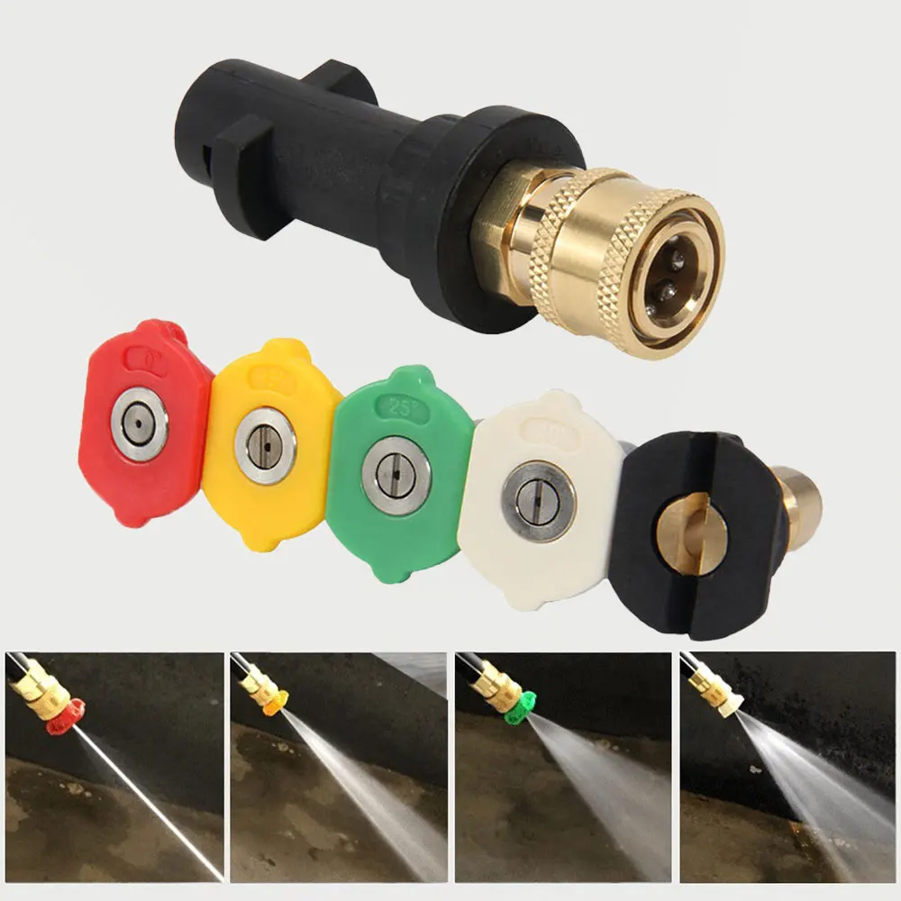 Adattatore Per Pistola Per Idropulitrice 1/4 Connettore Rapido + 5 Punte Per Karcher K2-K7