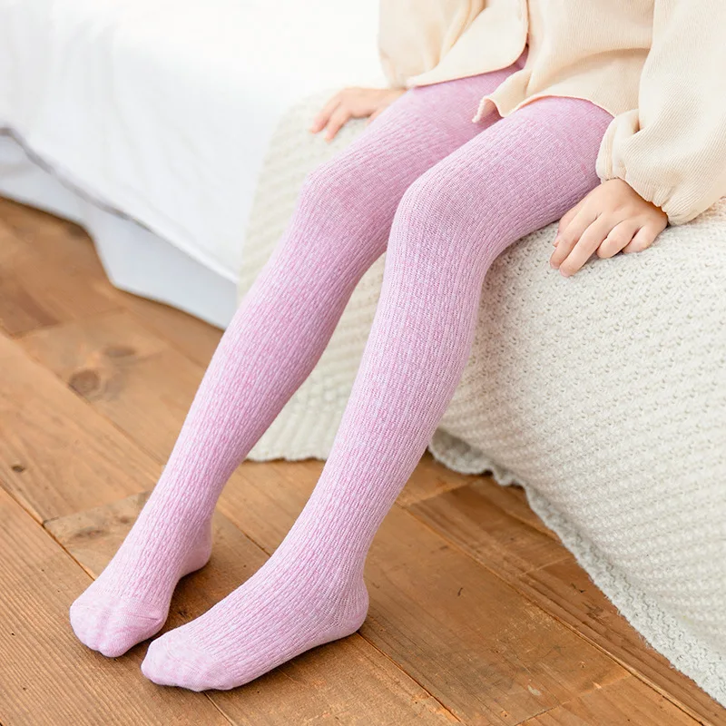 0 to 8 Years Autumn Solid Color Combed Cotton Tights for Girls Kids 6 Colors White Toddlers Pantyhose