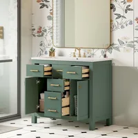36" Bathroom Vanity with Sink, Freestanding Modern Bathroom Vanity Cabinet with Sink Top, Solid Wood Frame Bathroom Vanity 1