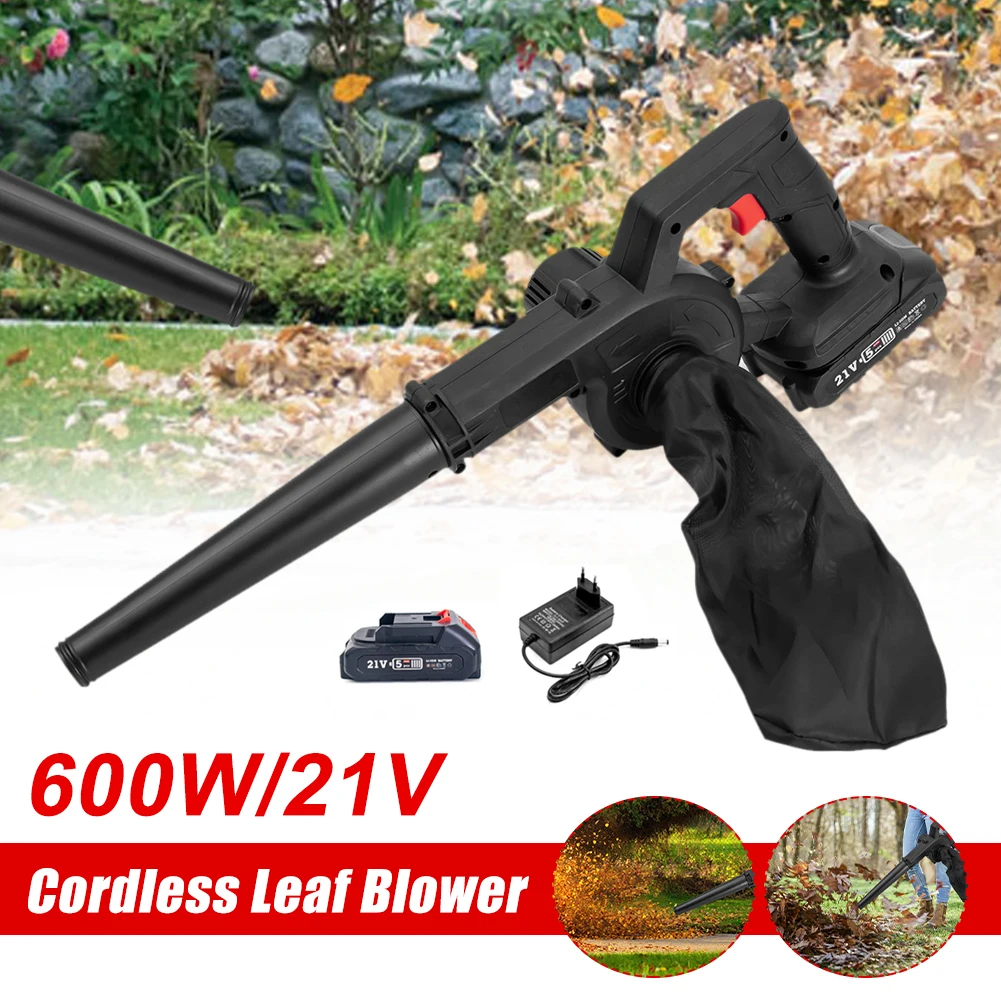 21V Cordless Leaf Blower High Power Vacuum Cleaner Air Blower  Electric Leaf Blower Brushed Dust Sweeper For Home Lawn Garden