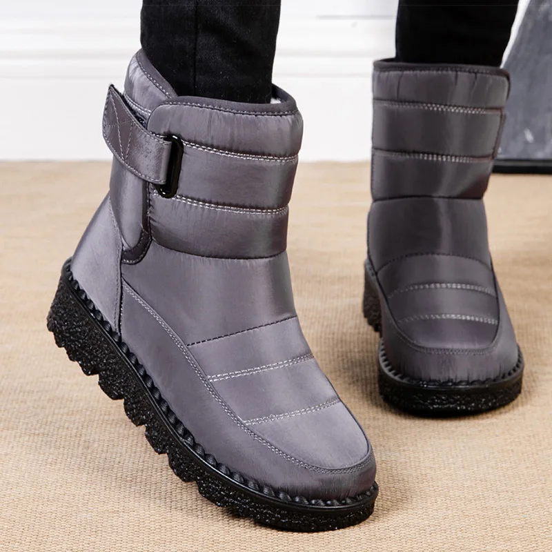 Women's Boots Low Heels Fur Boots For Winter Shoes Woman Waterproof Snow Boots Black Women Rubber Botas Mujer Winter Footwear