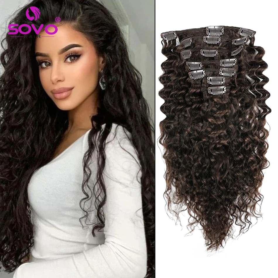 

10 Pcs Kinky Curly Clips-In Hair Extensions High Quality 100% Human Hair 160 G/Set Natural Color 14-28 Inches For Salon Supply
