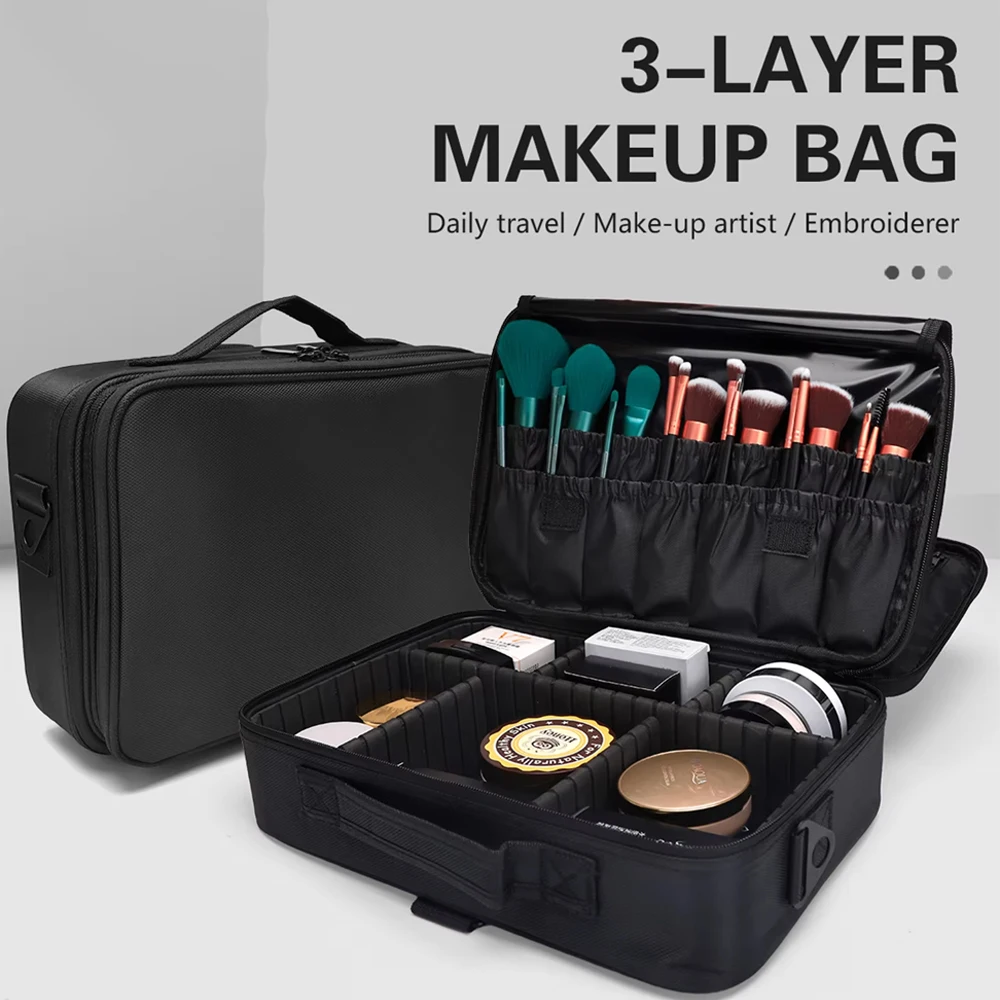 Woman Makeup Box Tools Bag Scissor Comb Hair Salon Large