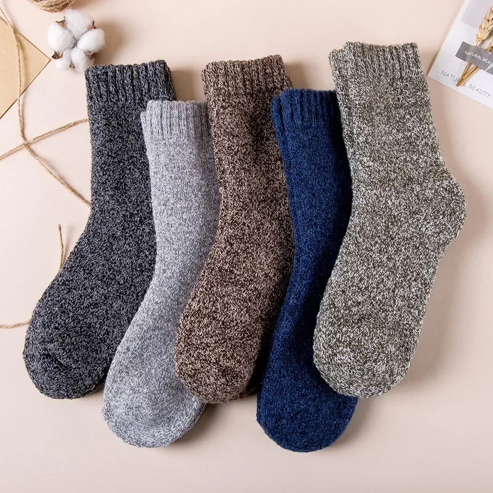 Mens Winter Merino Wool Socks - Thick Warm Cashmere 3 Pair Set