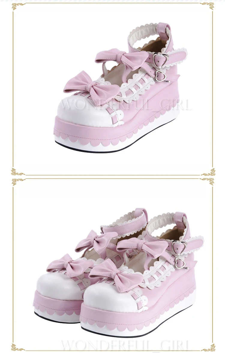 Neue japanische Lolita Plateauschuhe Prinzessin Cosplay Schuhe mit Schleife Größe 35-47 7
